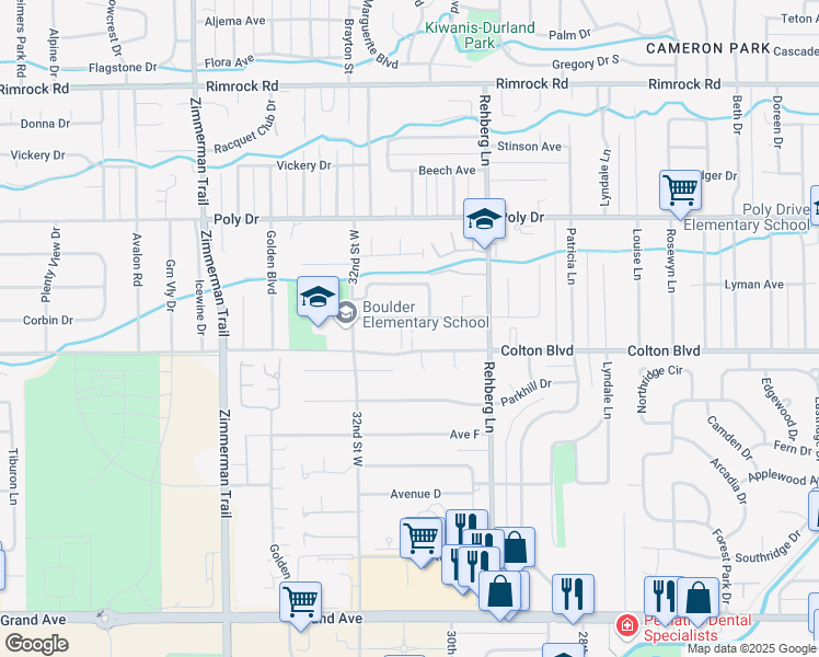 map of restaurants, bars, coffee shops, grocery stores, and more near 3106 Boulder Avenue in Billings