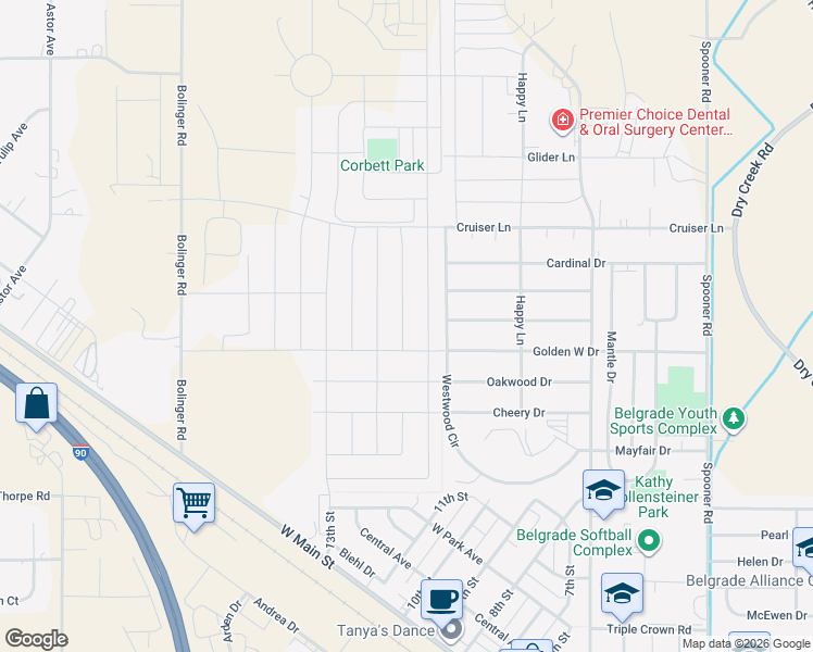 map of restaurants, bars, coffee shops, grocery stores, and more near 1020 Paisley Drive in Belgrade