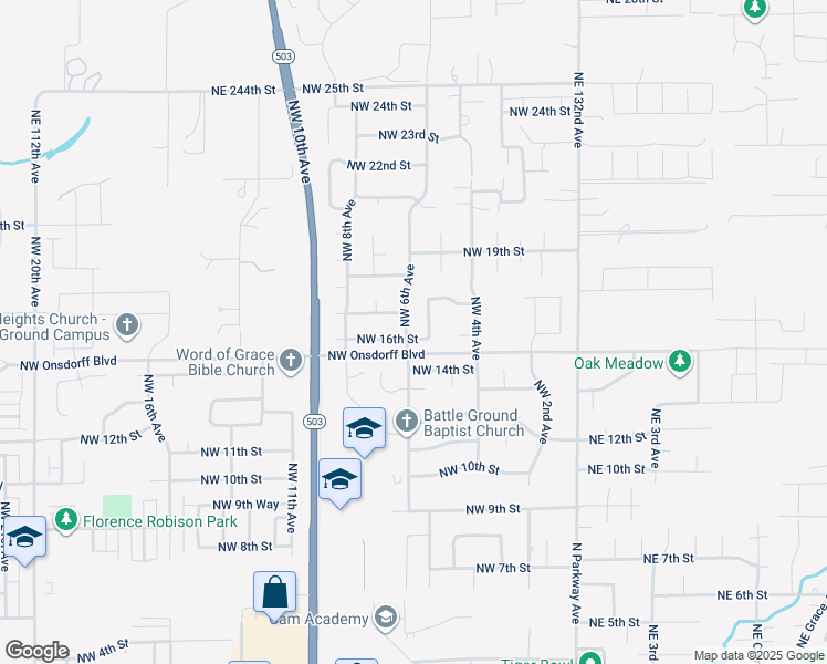 map of restaurants, bars, coffee shops, grocery stores, and more near 1601 Northwest 6th Avenue in Battle Ground