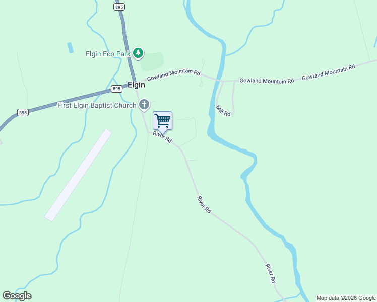 map of restaurants, bars, coffee shops, grocery stores, and more near 61 River Road in Elgin