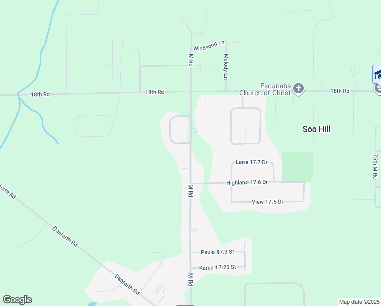 map of restaurants, bars, coffee shops, grocery stores, and more near 6800 M Road in Escanaba