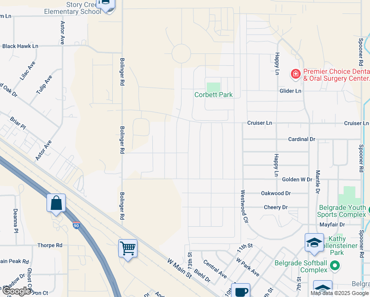 map of restaurants, bars, coffee shops, grocery stores, and more near 13th Street in Belgrade