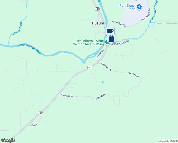 map of restaurants, bars, coffee shops, grocery stores, and more near 15 Husum Hills Drive in White Salmon