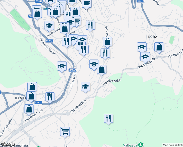 map of restaurants, bars, coffee shops, grocery stores, and more near 13 Via El Alamein in Como