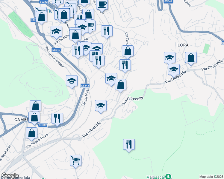 map of restaurants, bars, coffee shops, grocery stores, and more near 13 Via El Alamein in Como