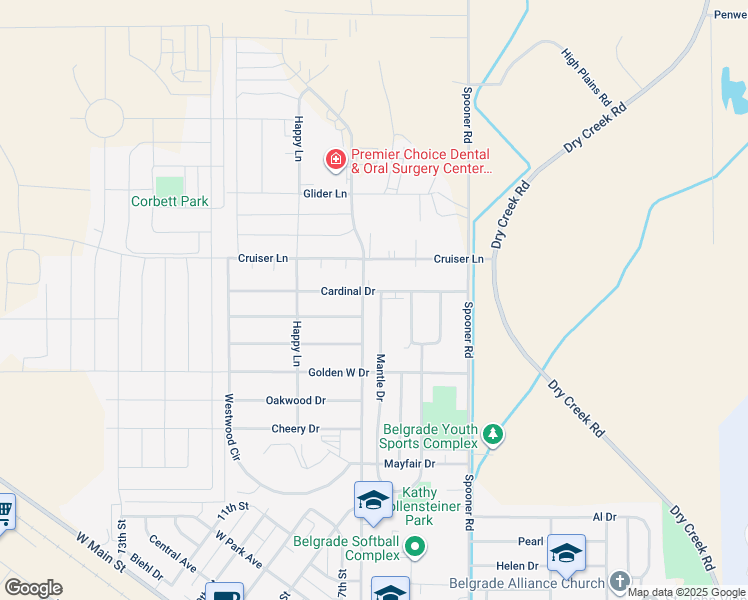 map of restaurants, bars, coffee shops, grocery stores, and more near 813 Mantle Drive in Belgrade