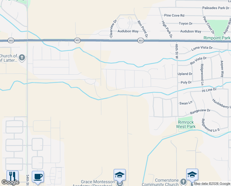 map of restaurants, bars, coffee shops, grocery stores, and more near 4902 Silver Creek Trail in Billings