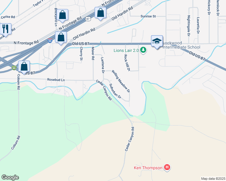 map of restaurants, bars, coffee shops, grocery stores, and more near 245 Suburban Drive in Billings