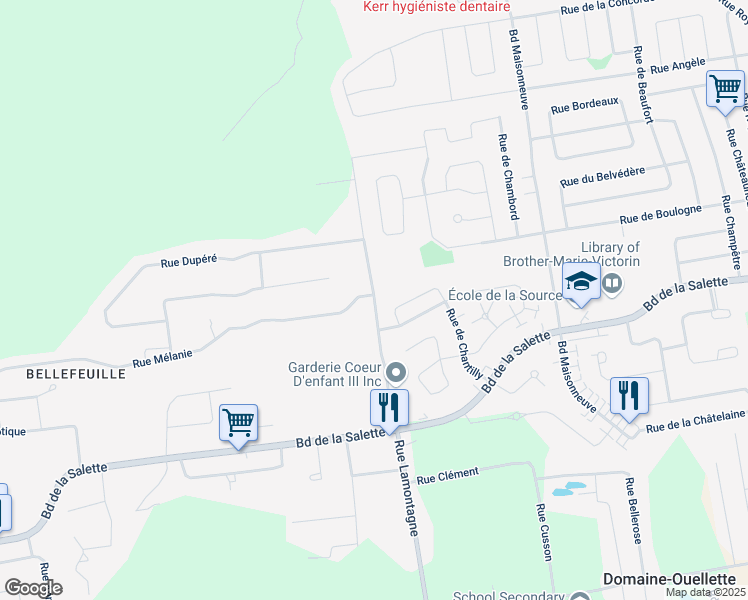 map of restaurants, bars, coffee shops, grocery stores, and more near 1047 Rue Lamontagne in Saint-Jérôme