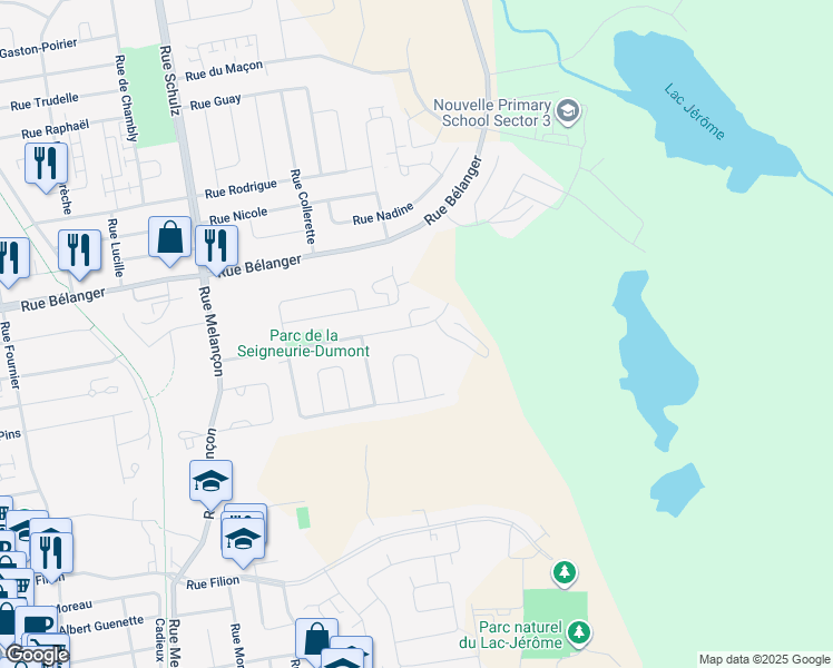map of restaurants, bars, coffee shops, grocery stores, and more near 802 Boulevard des Seigneurs Dumont in Saint-Jérôme