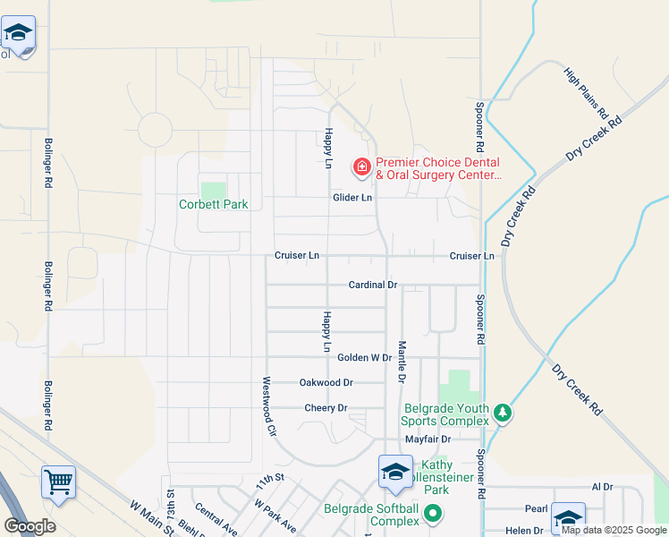 map of restaurants, bars, coffee shops, grocery stores, and more near 1000 Cruiser Lane in Belgrade