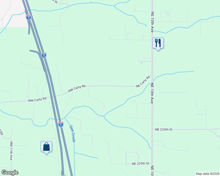 map of restaurants, bars, coffee shops, grocery stores, and more near 309 Northeast Carty Road in Ridgefield