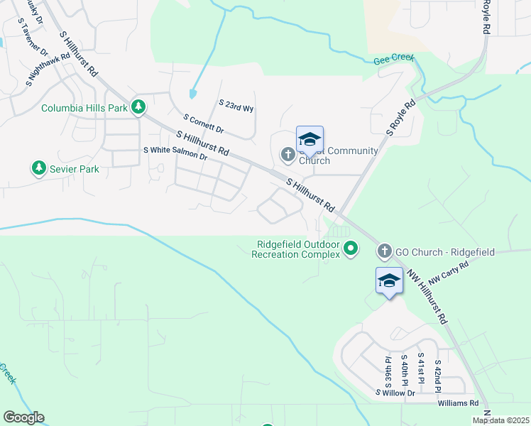 map of restaurants, bars, coffee shops, grocery stores, and more near 2731 South Red Tail Loop in Ridgefield