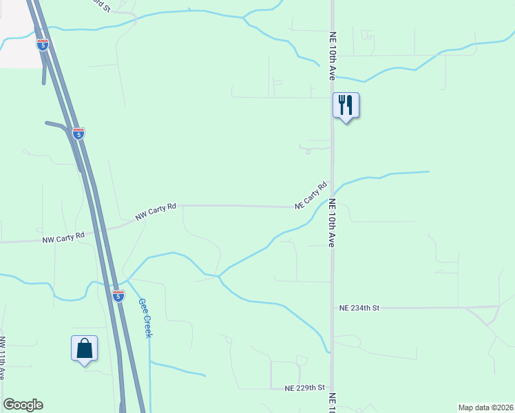 map of restaurants, bars, coffee shops, grocery stores, and more near 309 Northeast Carty Road in Ridgefield