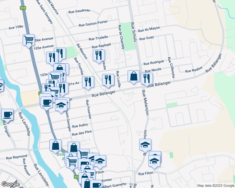 map of restaurants, bars, coffee shops, grocery stores, and more near 710 Rue Bélanger in Saint-Jã©Rã´Me