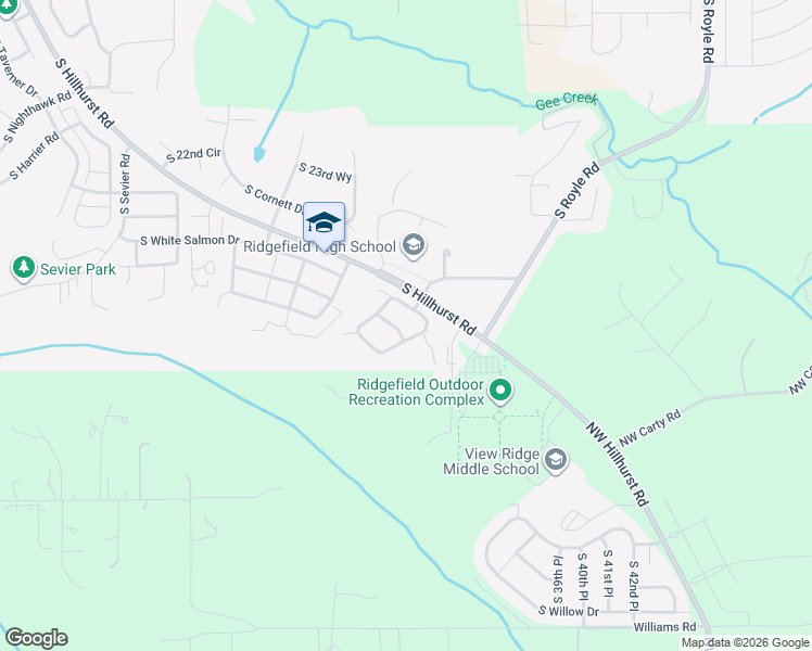 map of restaurants, bars, coffee shops, grocery stores, and more near 3388 South Coopers Drive in Ridgefield
