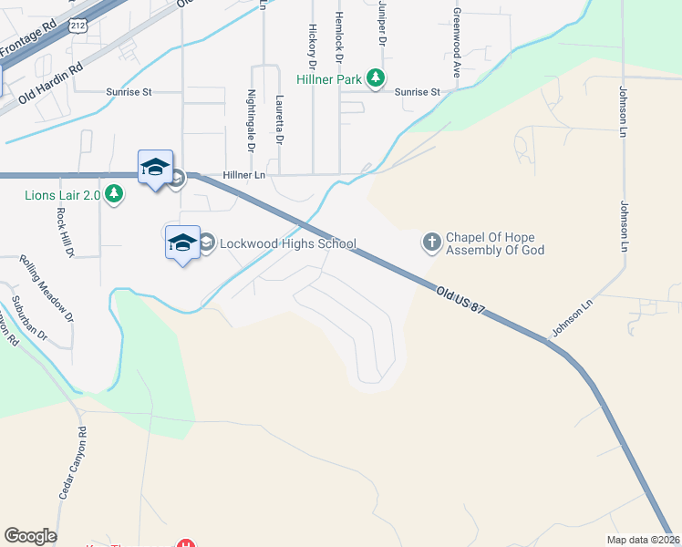 map of restaurants, bars, coffee shops, grocery stores, and more near 22224 Old U.S. 87 in Billings