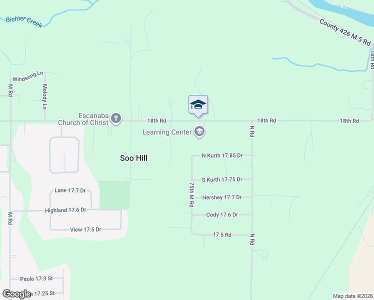 map of restaurants, bars, coffee shops, grocery stores, and more near 6801-6899 M 75 in Escanaba