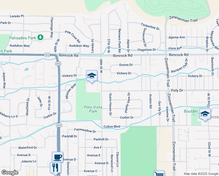 map of restaurants, bars, coffee shops, grocery stores, and more near 3759 Poly Dr in Billings