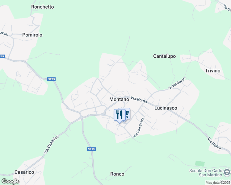 map of restaurants, bars, coffee shops, grocery stores, and more near 9 Via Giuseppe Garibaldi in Montano