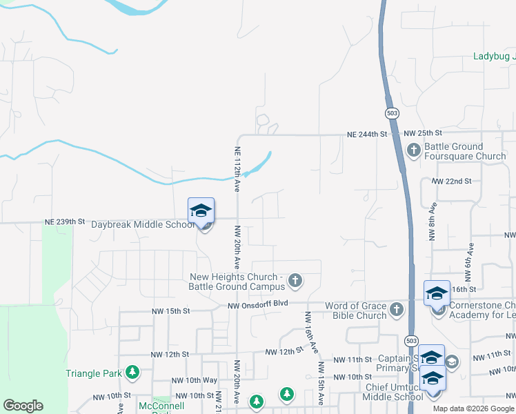 map of restaurants, bars, coffee shops, grocery stores, and more near 2038 Northwest 18th Avenue in Battle Ground