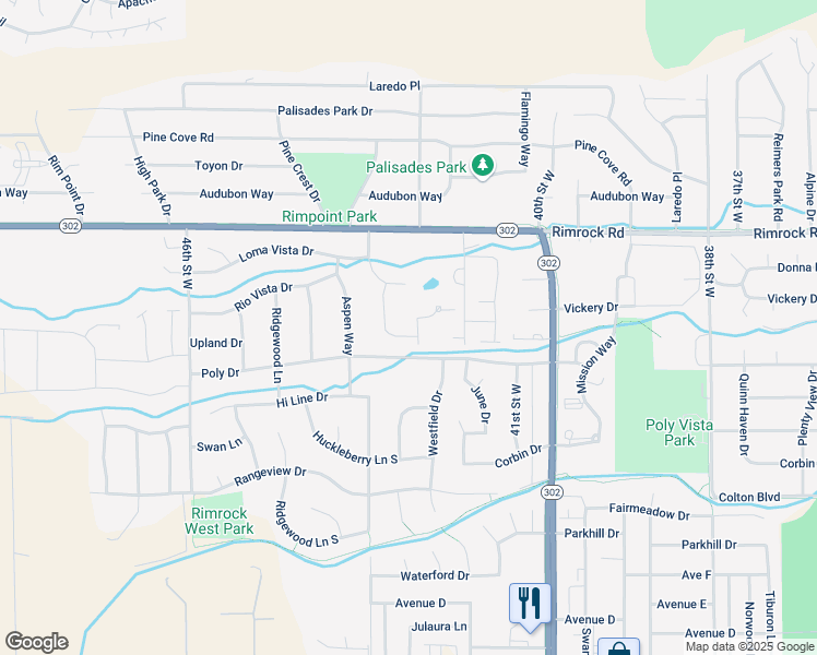 map of restaurants, bars, coffee shops, grocery stores, and more near 2621 Westfield Drive in Billings