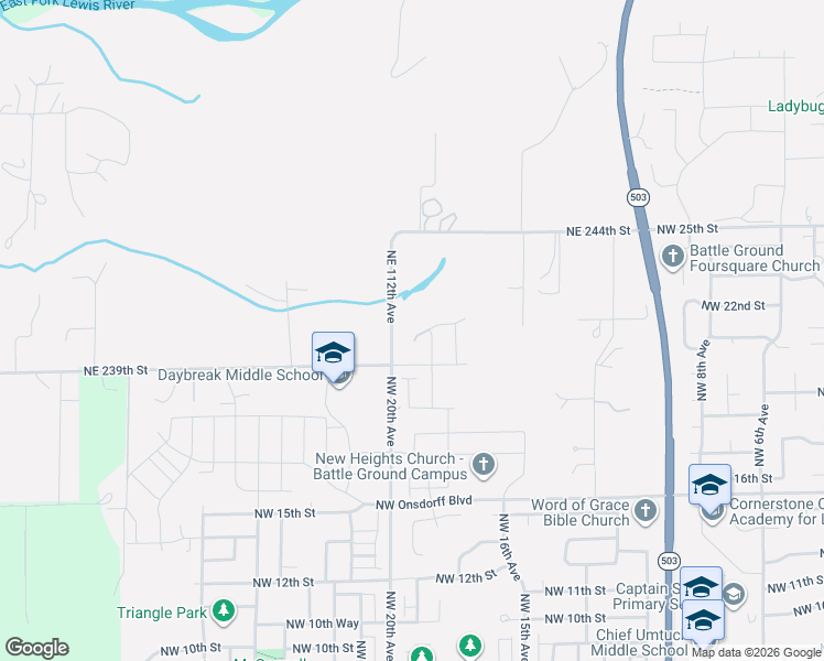 map of restaurants, bars, coffee shops, grocery stores, and more near 1908 Northwest 21st Circle in Battle Ground