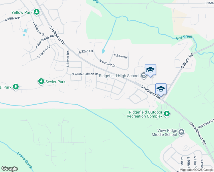 map of restaurants, bars, coffee shops, grocery stores, and more near 2908 South Cherry Grove Way in Ridgefield