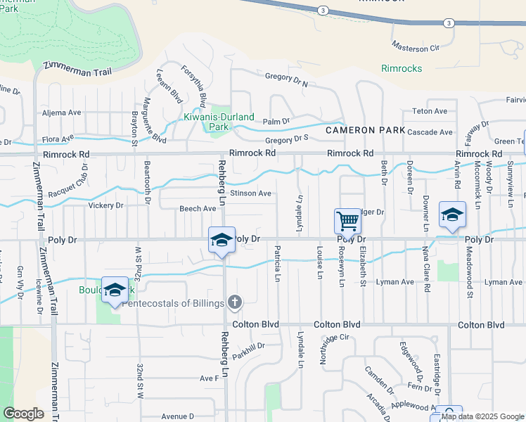map of restaurants, bars, coffee shops, grocery stores, and more near 2901 Beech Avenue in Billings