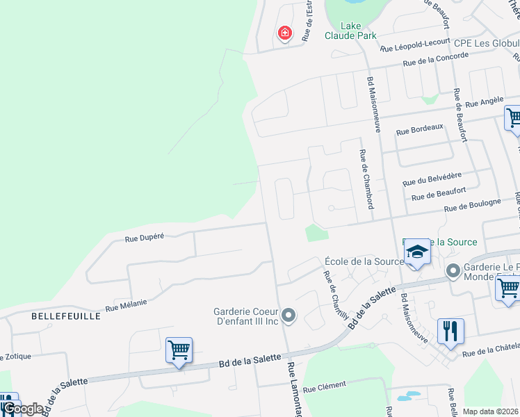 map of restaurants, bars, coffee shops, grocery stores, and more near 1071 Rue Lamontagne in Saint-Jérôme