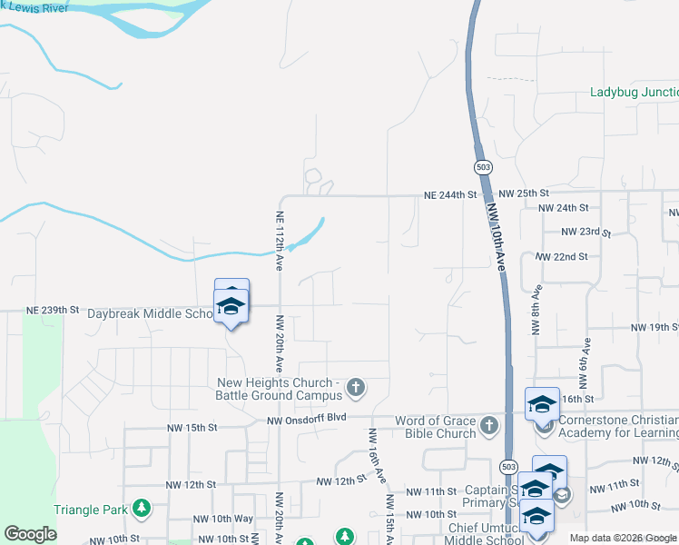 map of restaurants, bars, coffee shops, grocery stores, and more near 2119 Northwest 17th Place in Battle Ground