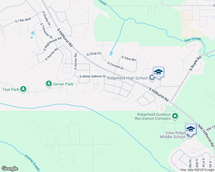 map of restaurants, bars, coffee shops, grocery stores, and more near 2647 South Cherry Grove Way in Ridgefield