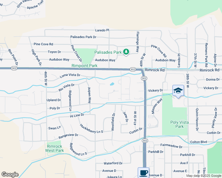 map of restaurants, bars, coffee shops, grocery stores, and more near 2621 Westfield Drive in Billings