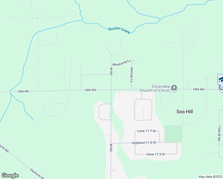 map of restaurants, bars, coffee shops, grocery stores, and more near 6901 M Road in Escanaba
