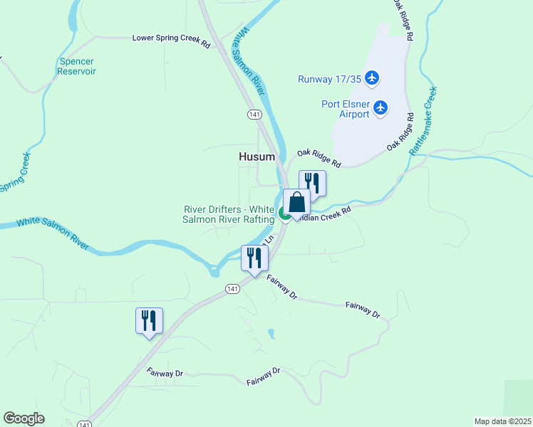 map of restaurants, bars, coffee shops, grocery stores, and more near 120 Husum Street in Husum