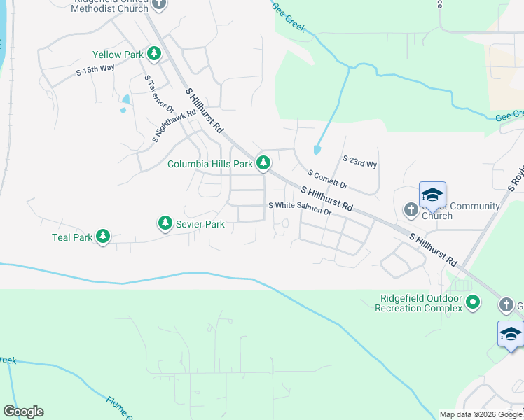map of restaurants, bars, coffee shops, grocery stores, and more near 2727 South White Salmon Drive in Ridgefield