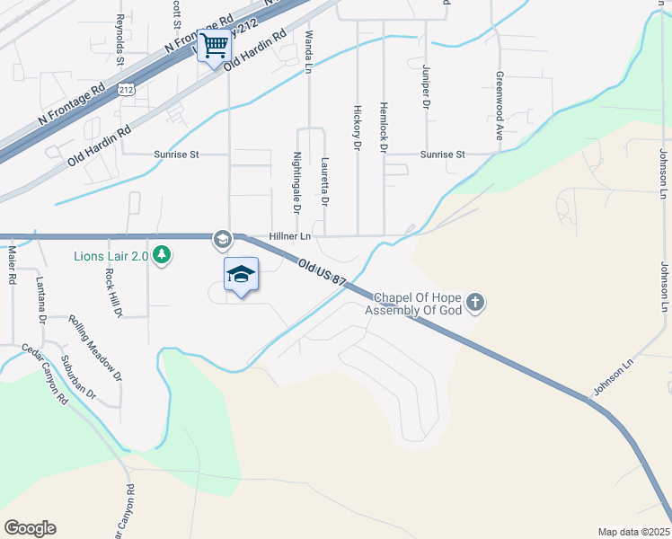 map of restaurants, bars, coffee shops, grocery stores, and more near 2208 Hillner Lane in Billings