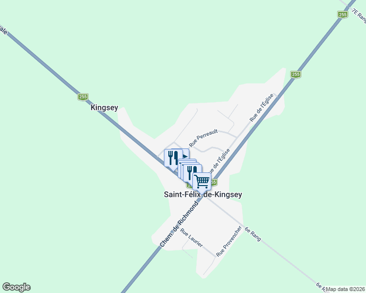 map of restaurants, bars, coffee shops, grocery stores, and more near 1203 Rue Perreault in Centre-du-Québec