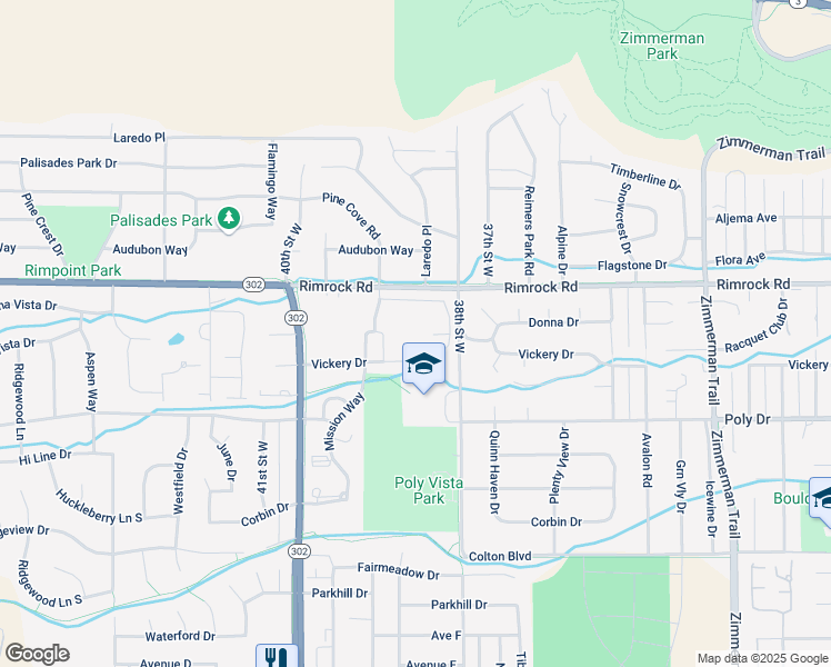 map of restaurants, bars, coffee shops, grocery stores, and more near 3791 Vickery Drive in Billings
