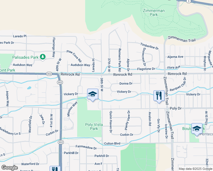 map of restaurants, bars, coffee shops, grocery stores, and more near 3791 Vickery Drive in Billings