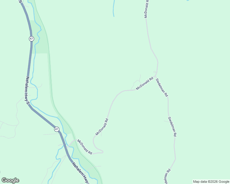 map of restaurants, bars, coffee shops, grocery stores, and more near 55221 McDonald Road in Vernonia