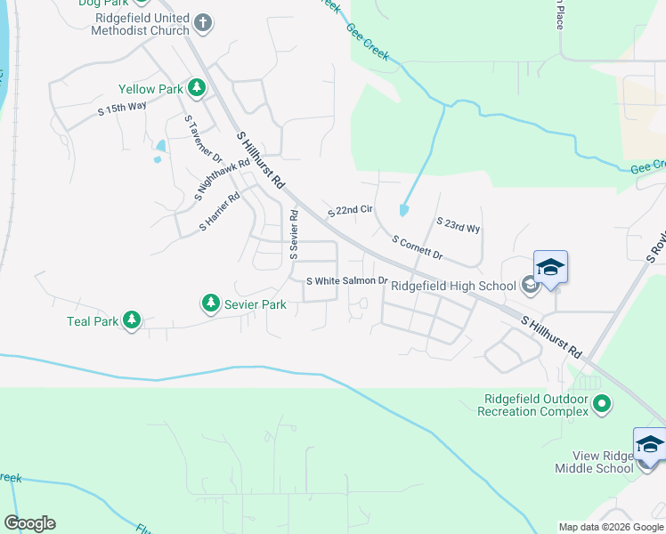 map of restaurants, bars, coffee shops, grocery stores, and more near 2217 South Sauk Way in Ridgefield