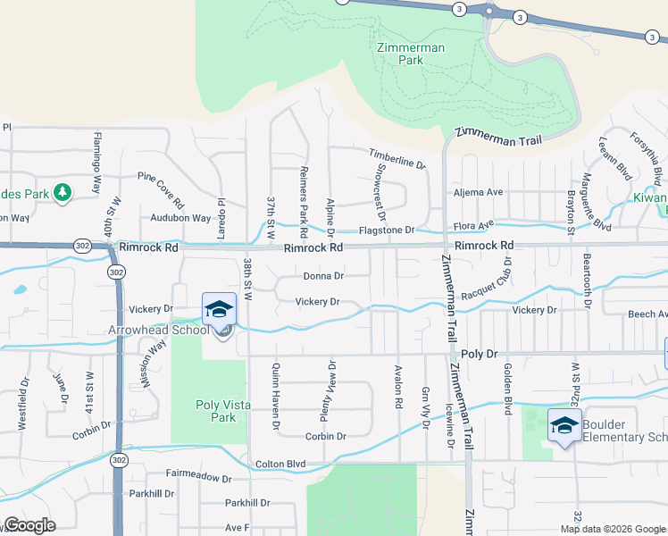 map of restaurants, bars, coffee shops, grocery stores, and more near 3635 Donna Drive in Billings
