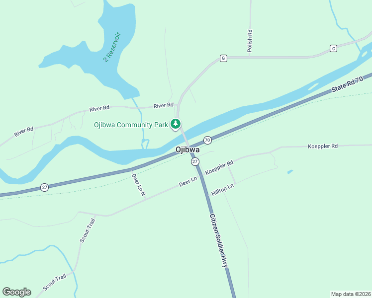 map of restaurants, bars, coffee shops, grocery stores, and more near in Ojibwa