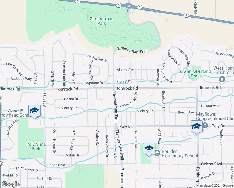 map of restaurants, bars, coffee shops, grocery stores, and more near 3454 Arlene Circle in Billings