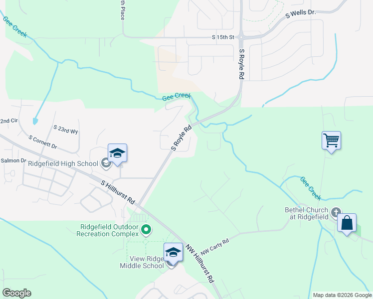 map of restaurants, bars, coffee shops, grocery stores, and more near 4026 South Hay Field Circle in Ridgefield
