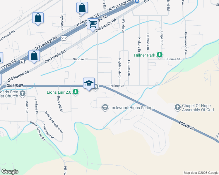 map of restaurants, bars, coffee shops, grocery stores, and more near 2052-2118 Old U.S. 87 in Billings