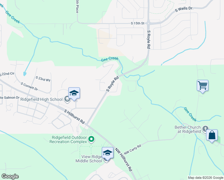 map of restaurants, bars, coffee shops, grocery stores, and more near 4026 South Hay Field Circle in Ridgefield