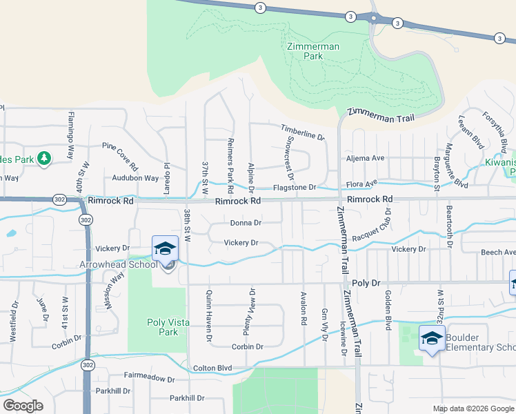 map of restaurants, bars, coffee shops, grocery stores, and more near 3635 Donna Dr in Billings
