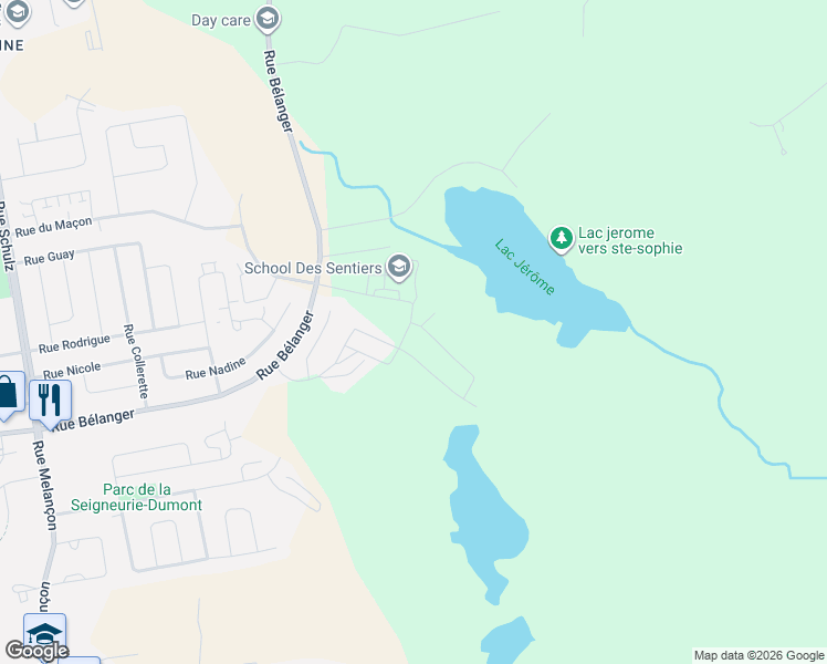 map of restaurants, bars, coffee shops, grocery stores, and more near 110 Rue Claire-Richer in Saint-Jérôme